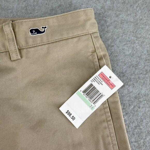 Vineyard Vines Size 34 Club Shorts Khaki Navy Blue Embroidered Whale Logo Men's - Picture 2 of 12